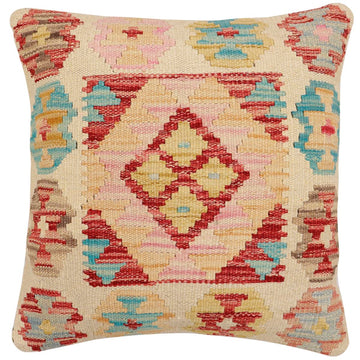 handmade Traditional Pillow Beige Red Hand-Woven SQUARE 100% WOOL Hand woven turkish pillow2' x 2'